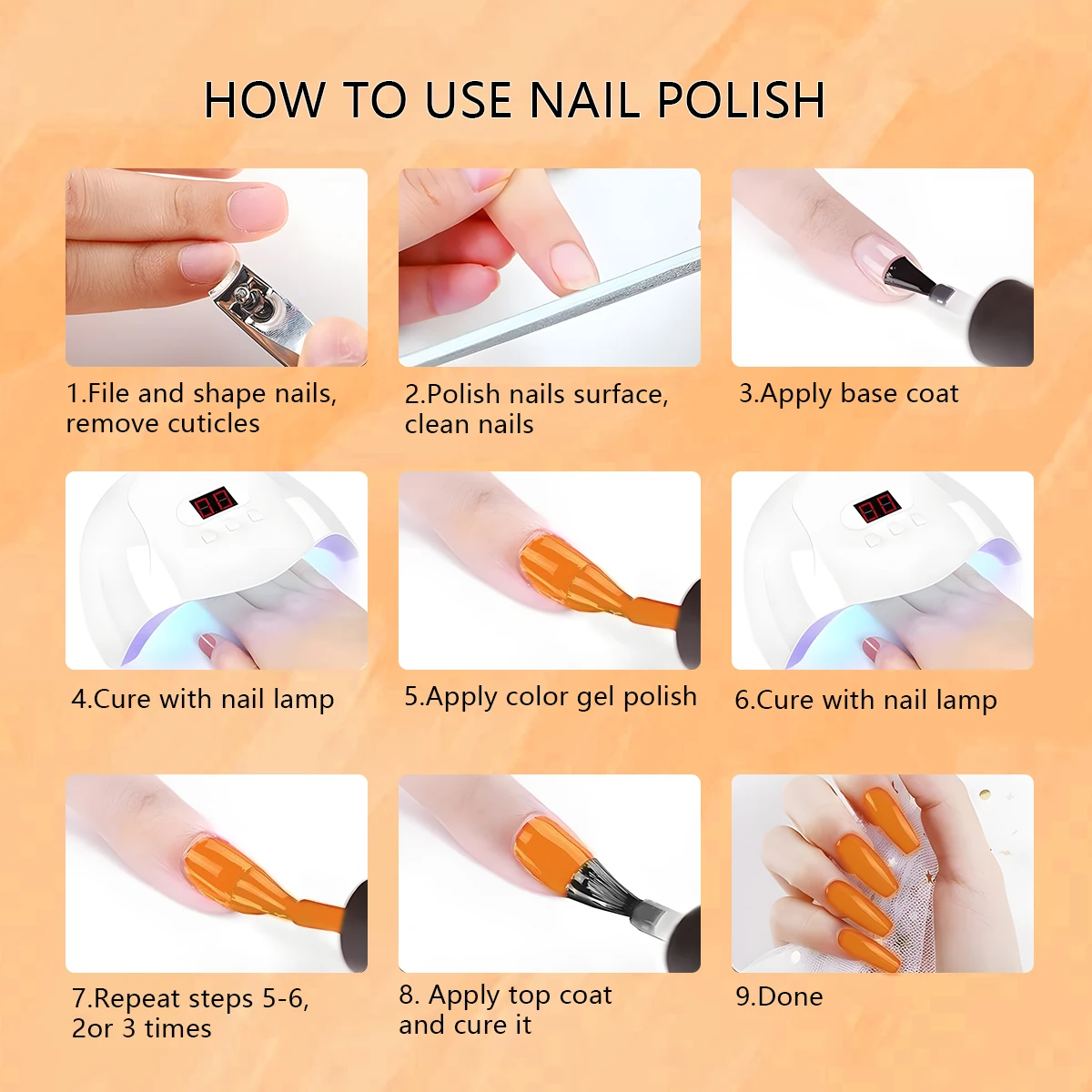 A 9-piece UV LED nail polish set - long-lasting shine, suitable for salons and DIY use, is the perfect gift for the holidays