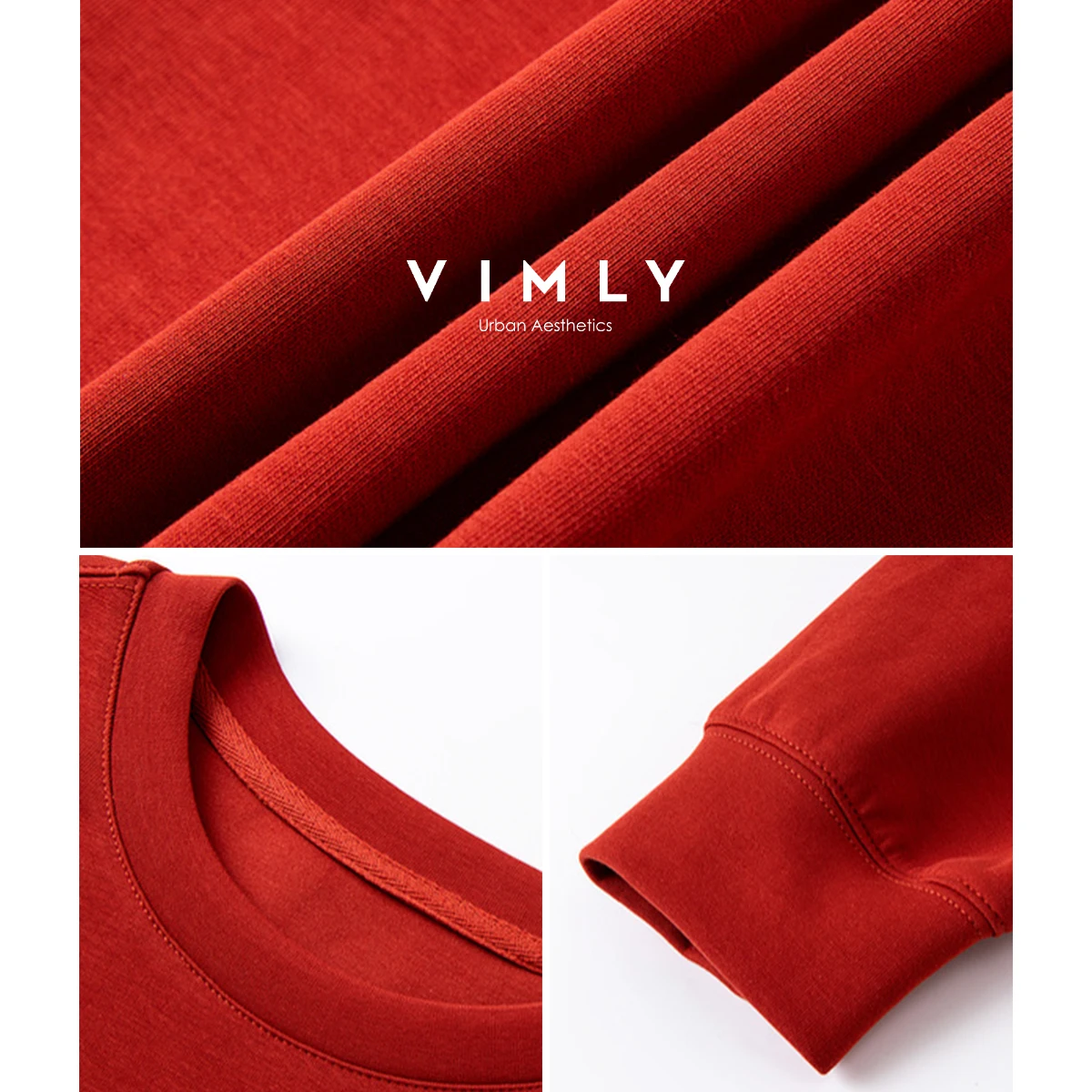 VIMLY Sports Women Sweatshirts Letter Embroider Autumn 2025 O-neck Knitted Female Sweatshirt Elegant Straight Ladies Tops A2106