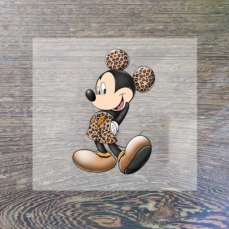 Disney Leopard Mickey Mouse Clothes Sticker Clothing Patches Iron on Patch T Shirt Pants Applique Hot Transfer Sticker for Child