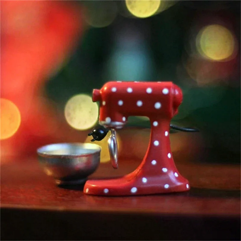 1:12 دمية مصغرة عيد الميلاد خلاط أحمر خلاط نموذج مشهد عيد الميلاد زخرفة لعبة ديكور المطبخ #5