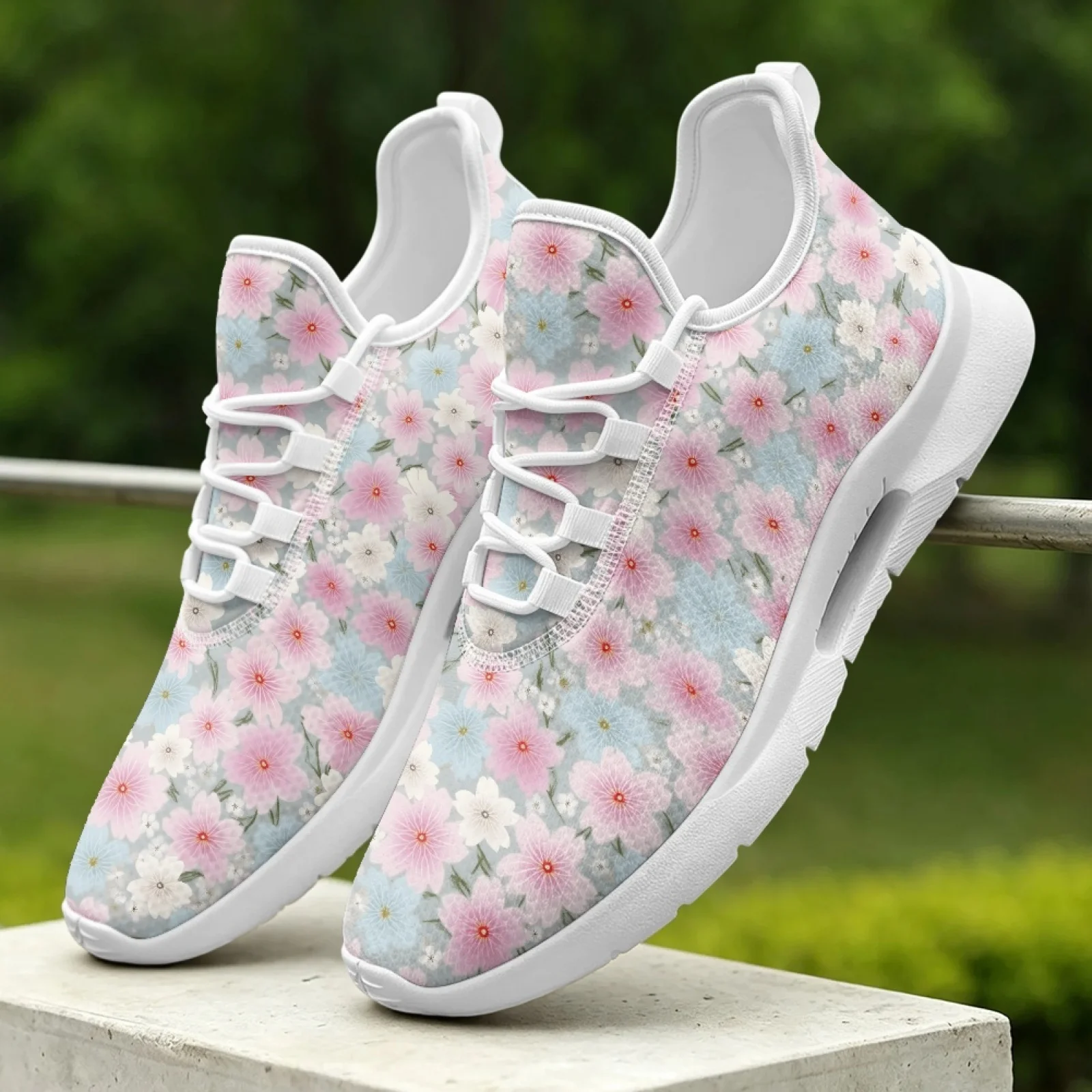 XIXIRIMIDO Women Lace-up Casual Shoe Nurse Shoes Women's Sandals Men's Sneakers and Casual Shoes Tenis Feminino Cherry Blossoms