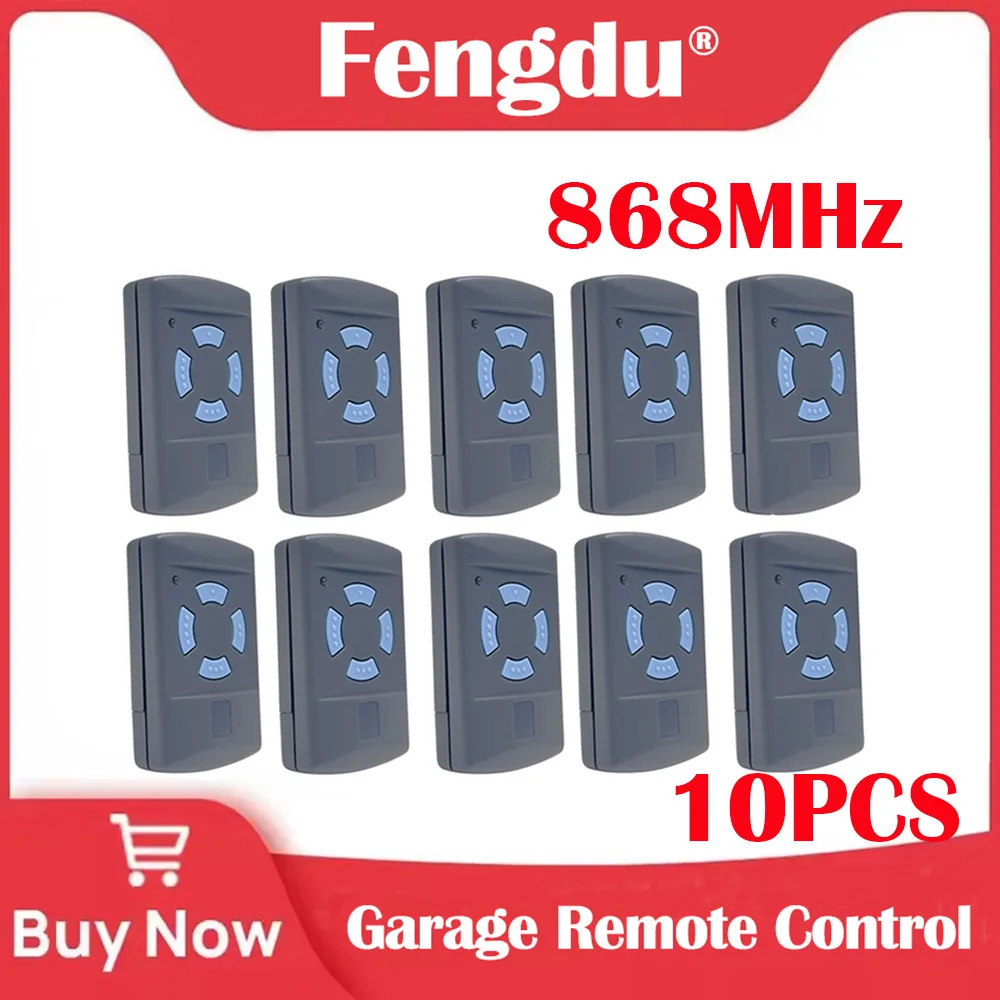 

HSM2 HSM4 10 шт., пульт дистанционного управления для гаражных ворот, 868 МГц, синяя кнопка, ручной передатчик, замена фиксированного кода, 868,35 МГц