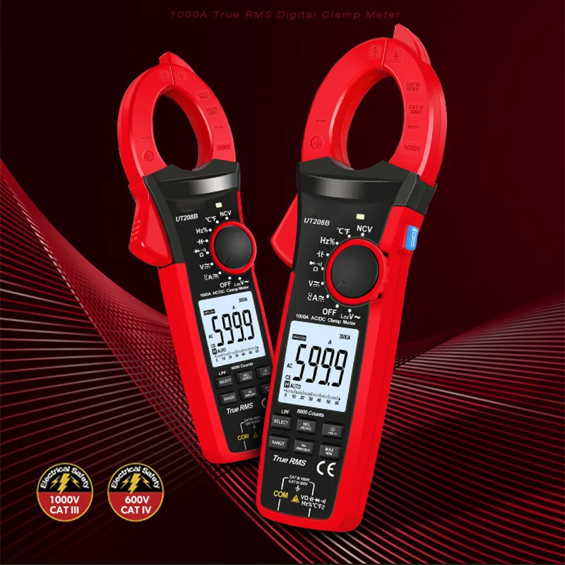

Цифровые клещи True RMS UT207B UT208B AC DC ток 1000A 1000 В, плоскогубцы, амперметрические клещи LPF 6000 отсчетов
