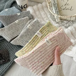 Fashion Socks For Women Japanese Style Girls Loose Socks Wool Warm Dot yarn Casual Simple Casual Striped Female Thick Socks Soft
