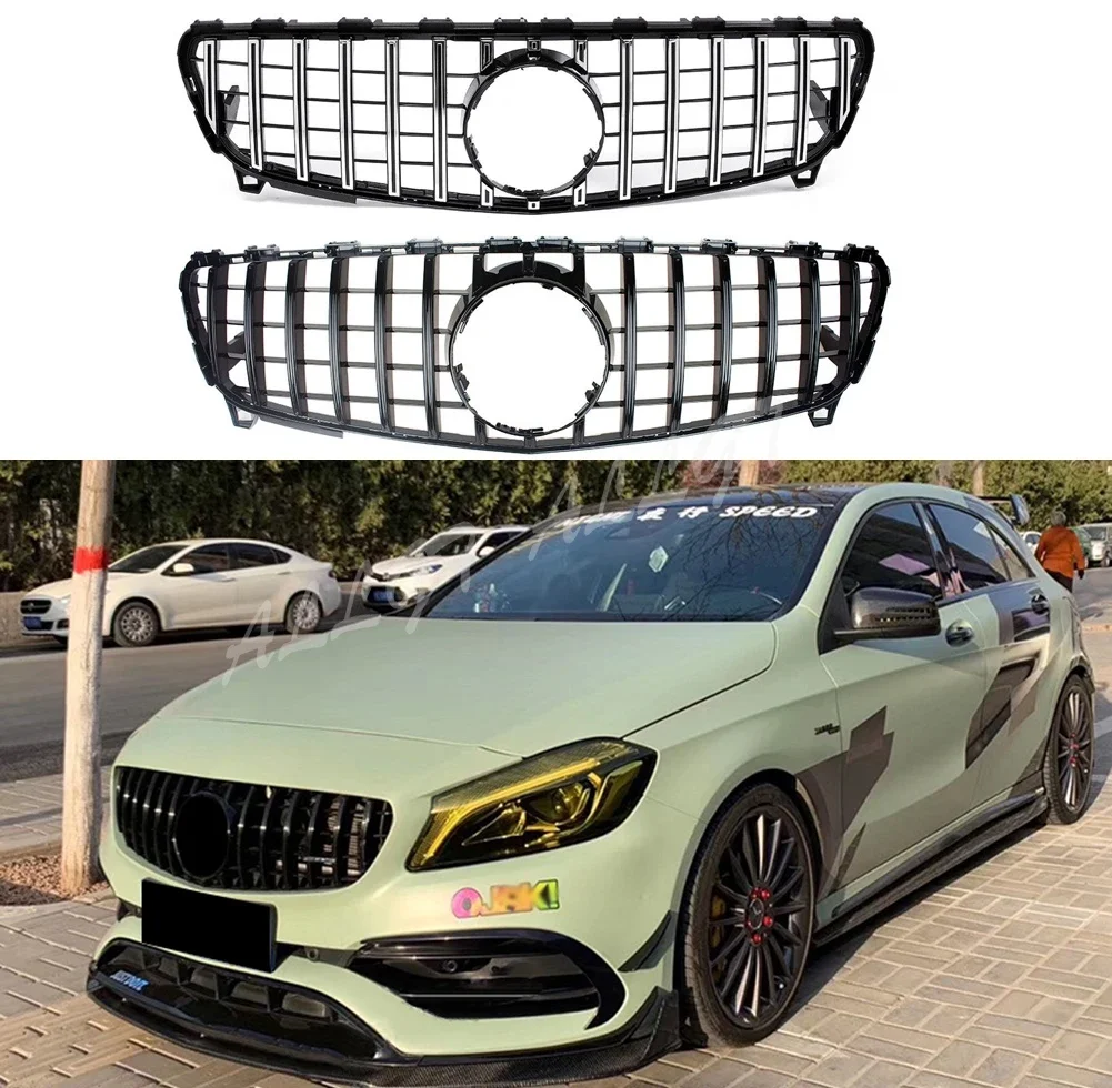 Front Racing Facelift Grilles Upper Bumper Cover Grill For Mercedes-Benz W176 A Class A180 A200 A220 A250 2016 2017 2018 GTR