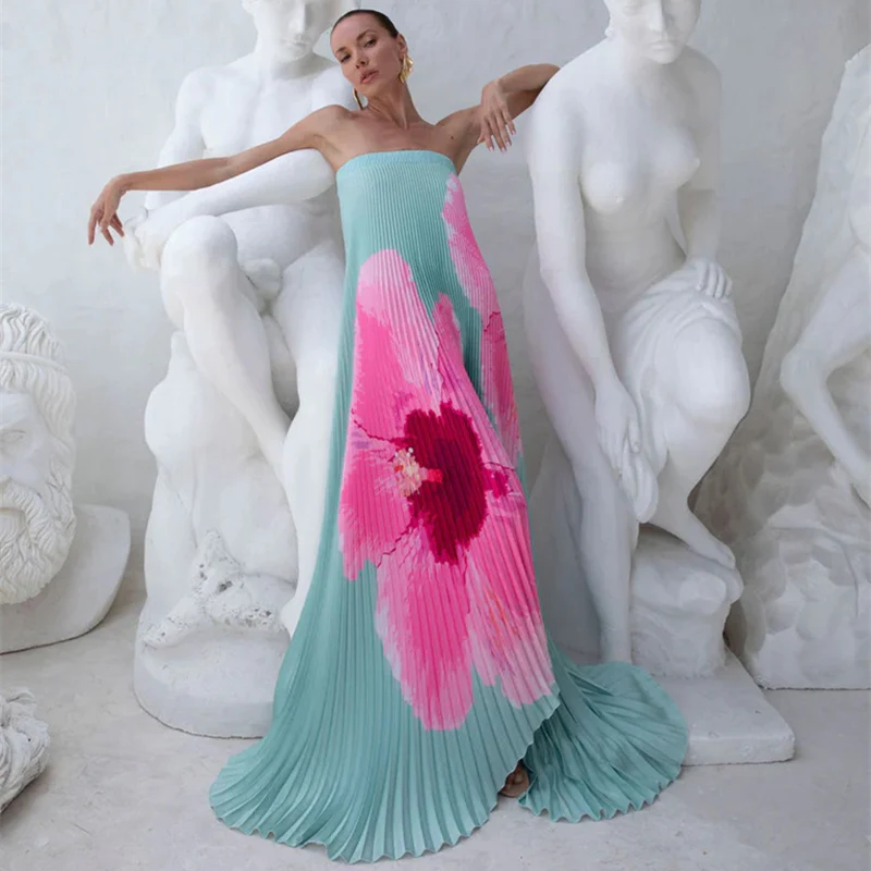 Flowy เกสต์ค็อกเทลชุดแต่งงานชุดราตรีฤดูร้อนผู้หญิงพับ Mermaid Maxi ชุดเซ็กซี่ดอกไม้ปิดไหล่ Backless