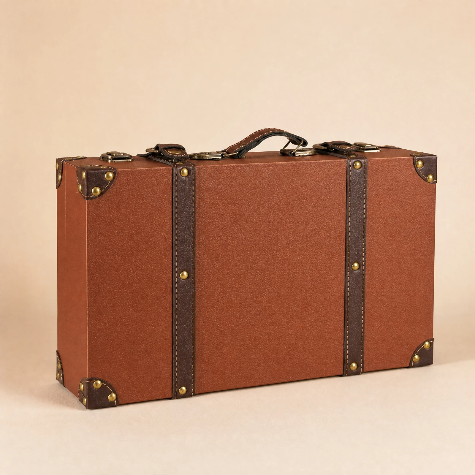 Wooden Storage Case with Hinged Lid Multipurpose Wooden Keepsake Box with Carry Handle Solid Wood Vintage-Inspired