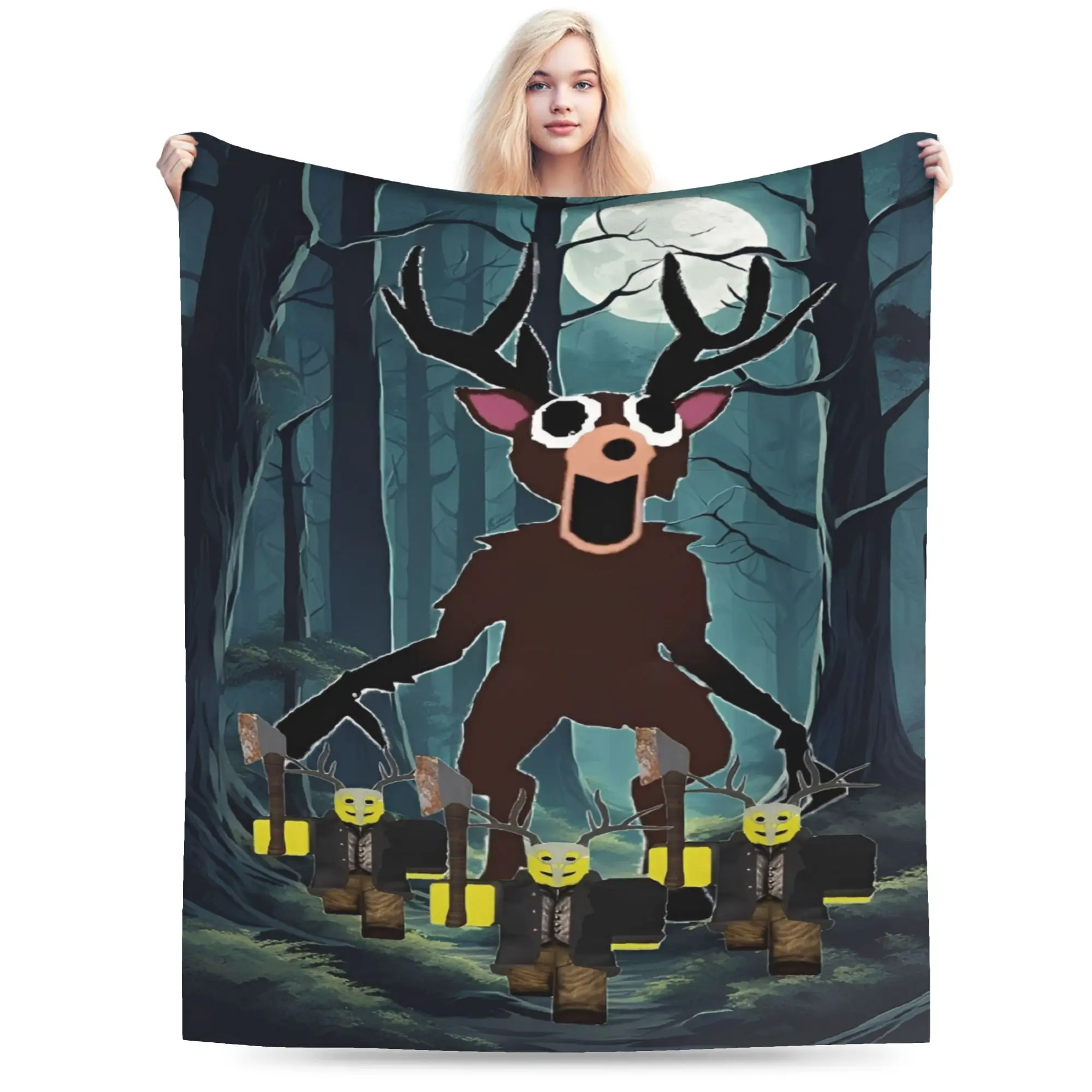 Фланелевое одеяло «Олень 99 ночей в лесу» для видеоигр, теплые мягкие постельные принадлежности для дивана-кровати, покрывало для дивана-кровати