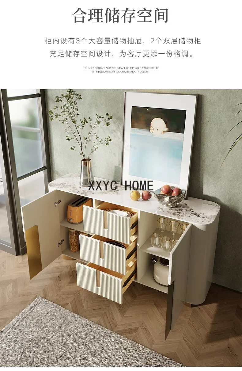 Affordable Luxury Style Stone Plate Sideboard Cabinet  Minimalist High-End Locker Living Room Tea Cabinet Home Wall Cabinet