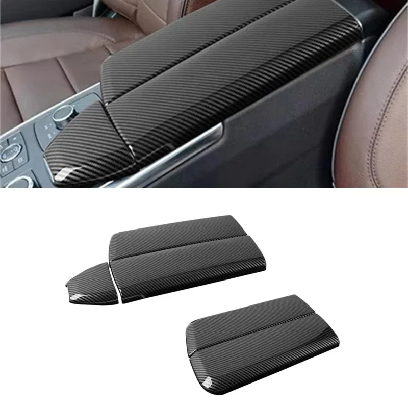 

2Pcs Carbon Fiber Car Center Armrest Box Panel Cover For Mercedes For Benz GLS GLE Class X166 W166 Armrest Box Cover Sticker