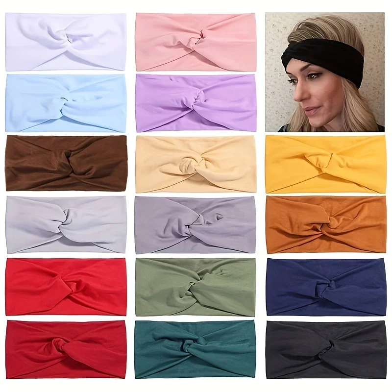 8pcs Stylish Elastic Headbands For Women, Non-Slip  Turban, Multicolor Fabric Hair Bands, Fashion Accessories For Daily Wear And