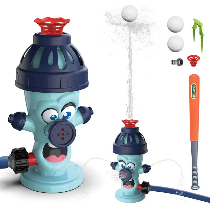 Kids Sprinkler Water Spray Baseball Ball Game Set Water Spray Toy With 4 Water Spray Modes Fire Hydrant Shape Summer Outdoor