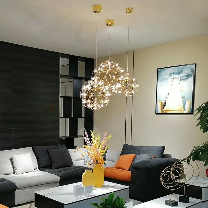 Industrial Spark Ball Pendant Light High End Designer Stainless Steel Dual Chip LED Loft Chandelier Required Cafe Bar Restaurant