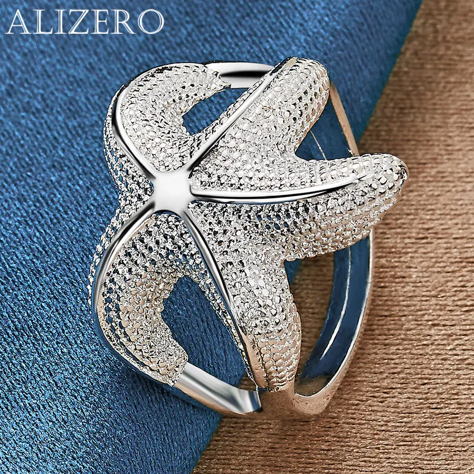 خاتم نجم البحر من الفضة الإسترليني عيار 925 من ALIZERO للنساء إكسسوارات عصرية مضادة للحساسية، للمناسبات اليومية والزفاف