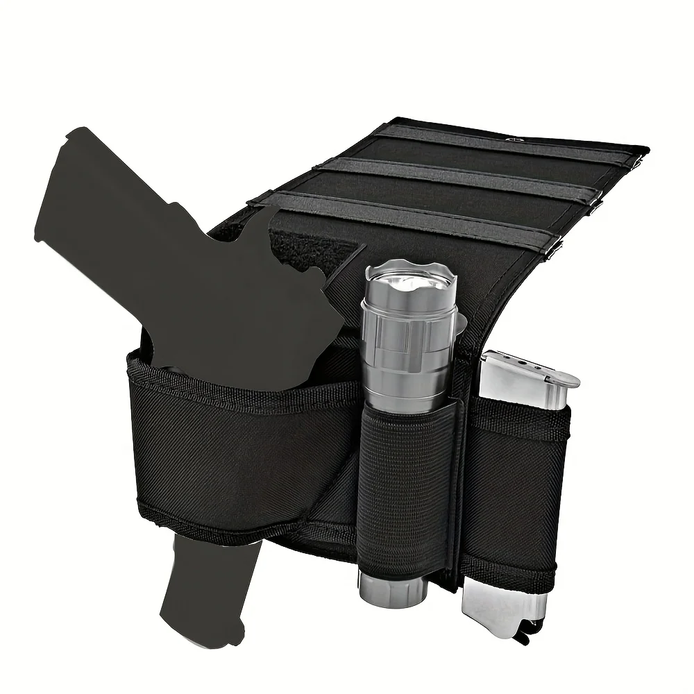 Tactical Bedside Gun Holster, Under Mattress Handgun Holster with Flashlight Loop Holder, Suitable for Car Seats, Bedside, Sofa image 5