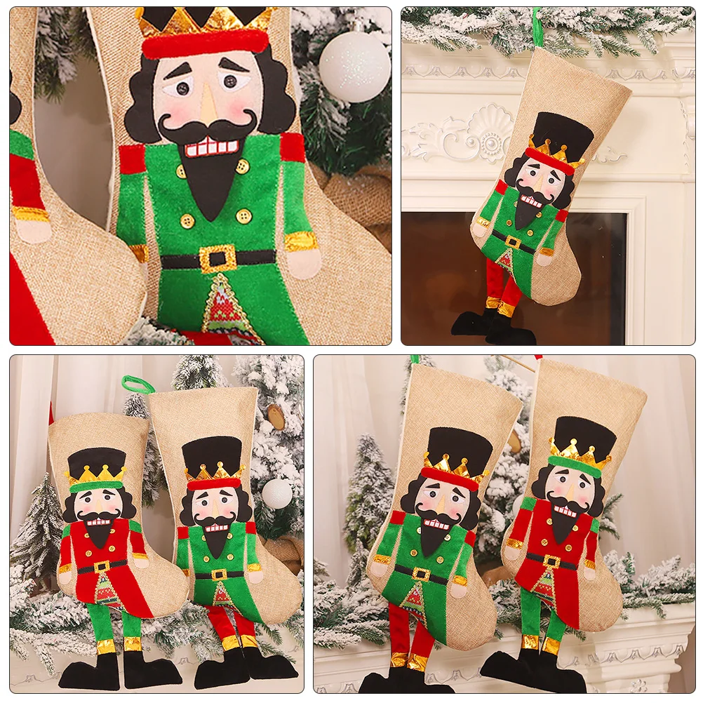 

Christmas Decoration Stocking Gift Bag Sock Clothing Candy Pouch Nutcracker