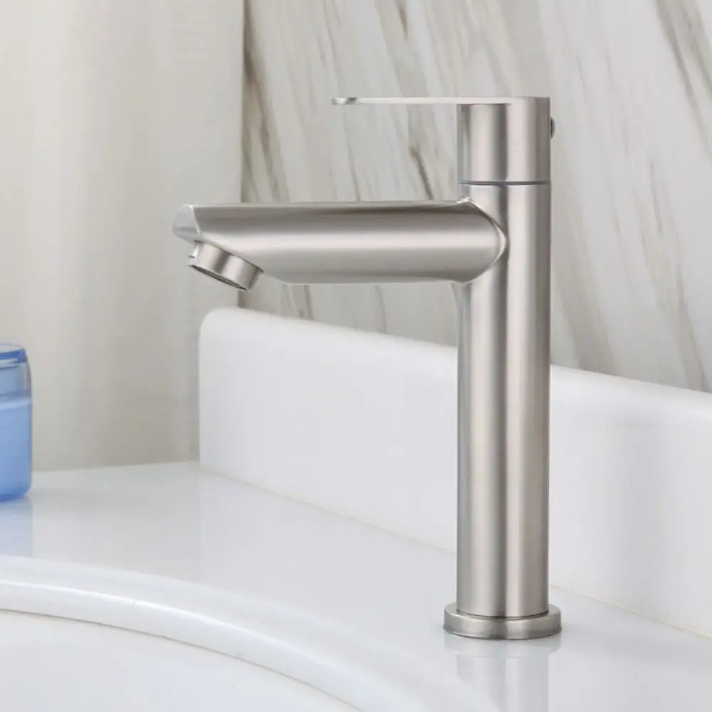 

Stainless Steel Bathroom Faucet Single Cold Anti-Leakage Kitchen Sink Faucet Corrosion-resistant Single Handle