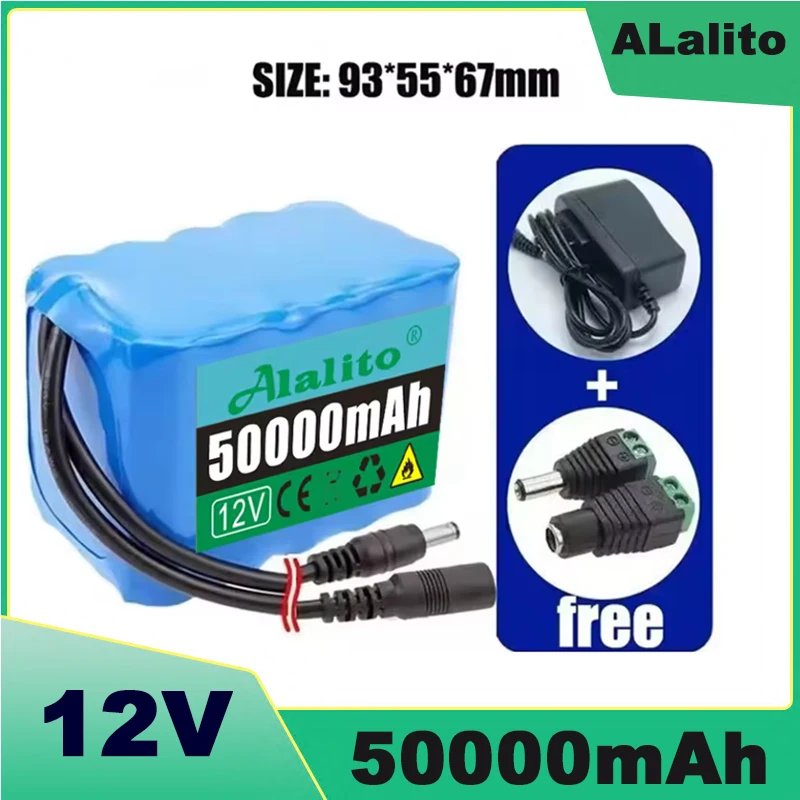 NEW 12V 3S4P 40000mah battery 18650 Li-ion 50Ah Rechargeable batteries with BMS Lithium Battery packs Protection Board +Charger