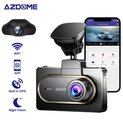 AZDOME Dash Cam M27 Car DVR 2K Resolution FullHD 1440+1080P Built-in GPS WIFI 3Inch IPS Screen Car Recorders 24H Parking Monitor