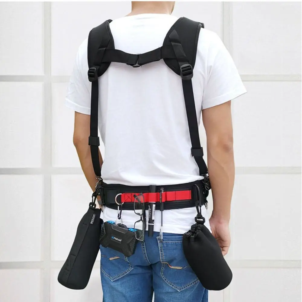 

Adjustable Cameras Waist Belt Multi-functional Hanging SLR/DSLR Waistband Strap Clip Hook Nylon Camera Lens Bag Tripod Monopod