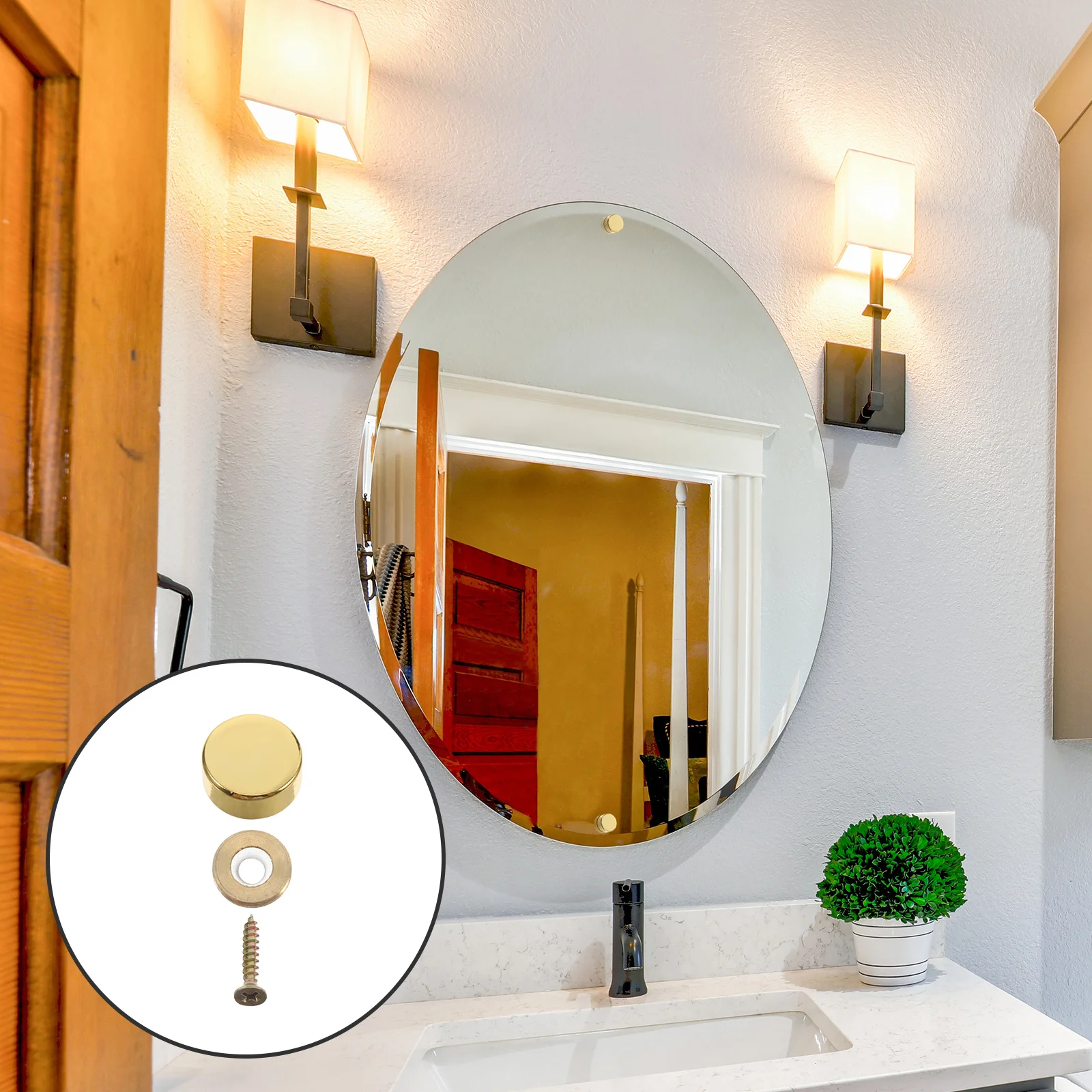 

16 pcs Decorative Nails 12Mm Outer Diameter Easy Install For Mirror Screws Wall Art Fasteners Flat Screws Cap Cover Hardware