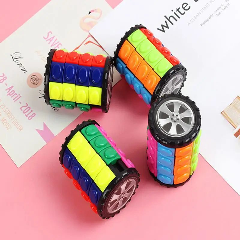 Kids Cylinder Corn Puzzle Wheel Rotating 3D Magic Tower Cube Professional Speed Cubo Magico Educational Toys Christmas Gifts