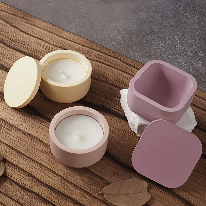 

Candle Jar Mold with Lid Silicone Set, Versatile DIY Mold for Aroma Wax, Resin, Concrete and Gypsum Home Crafts