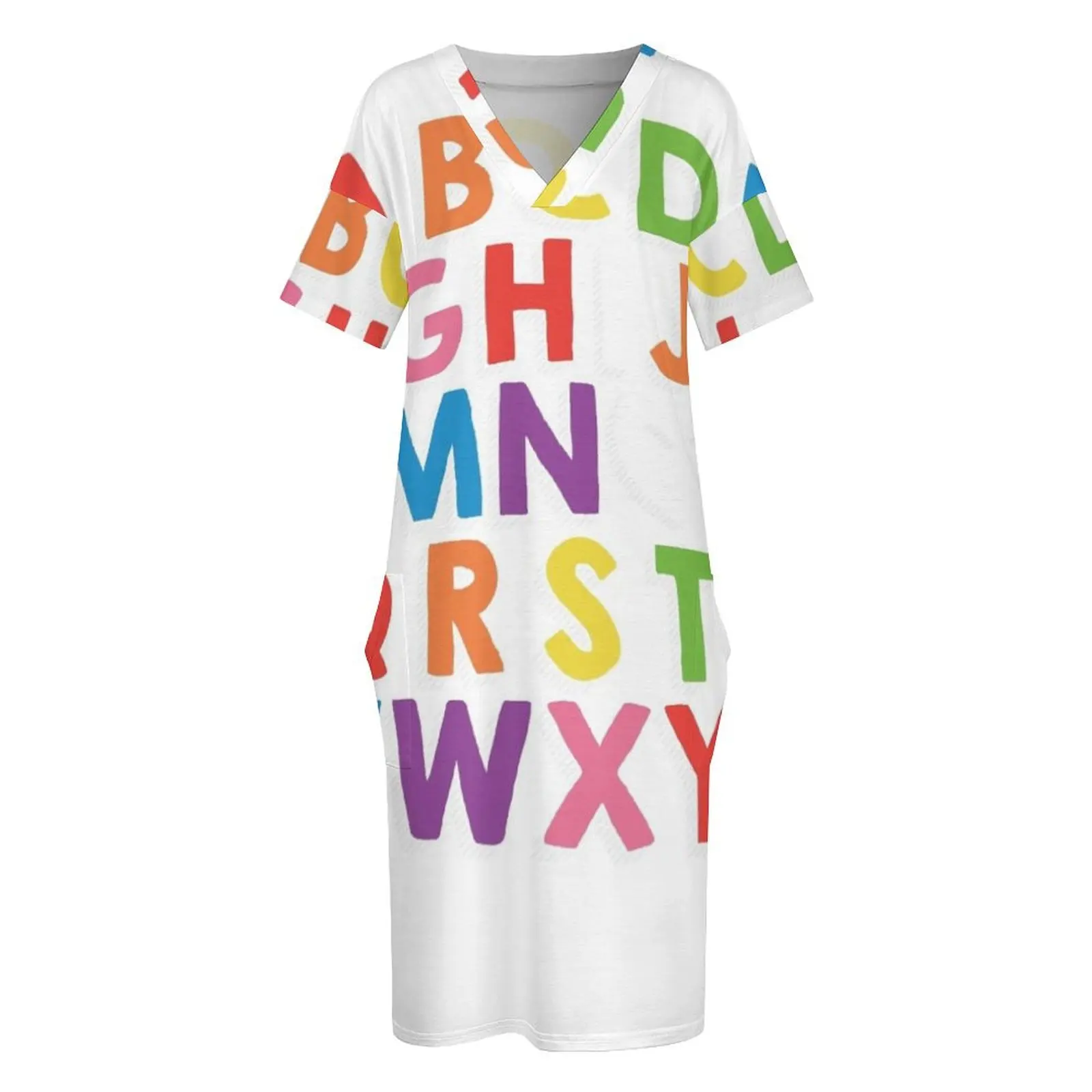 Je t'aime le t-shirt graphique Alphabet parfait pour les jardins d'enfants, les préscolaires et les enseignants! Robe ample à poches Robe longue