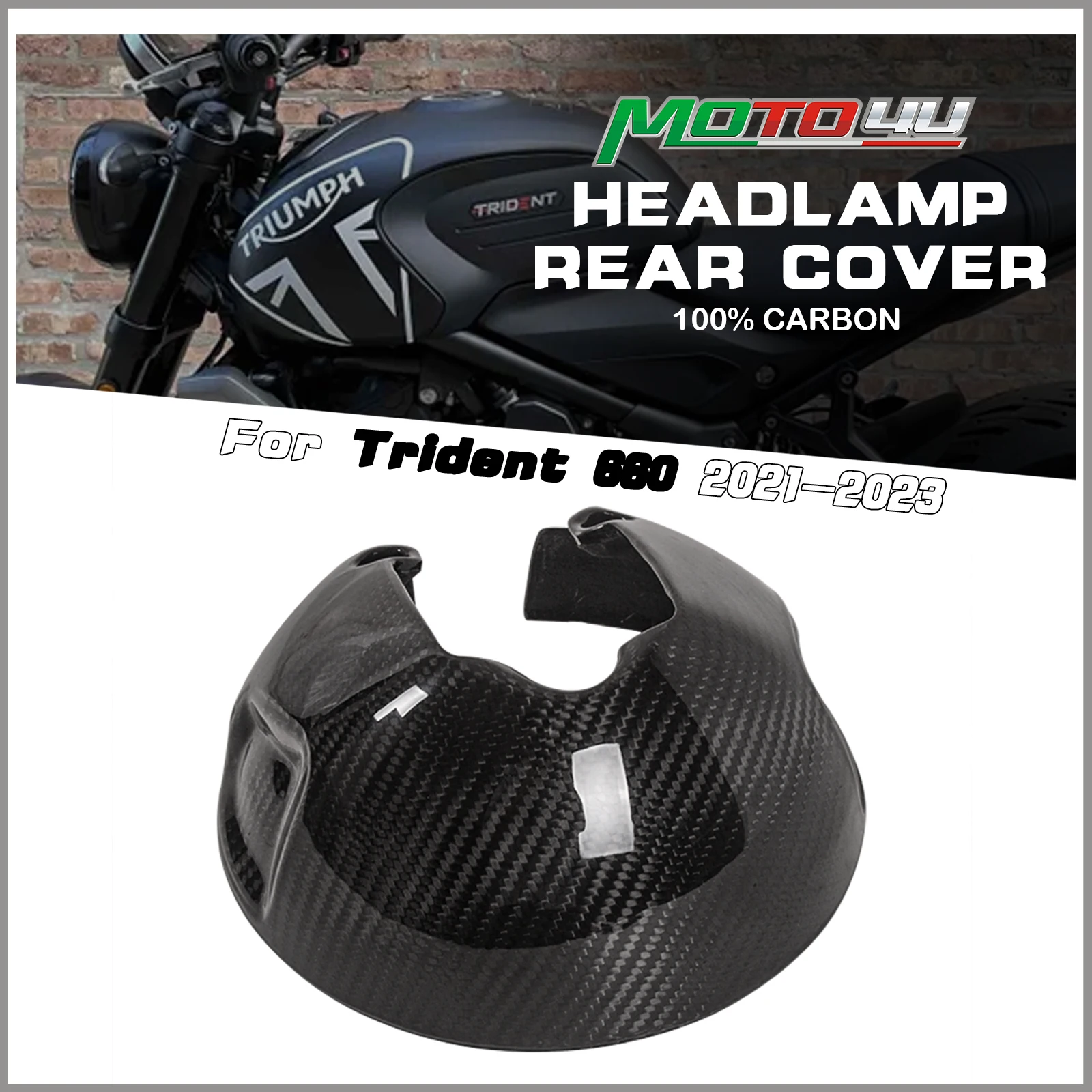 New For Triumph Trident 660 2021 2022 2023 Carbon Fiber Refit Headlight bowl Cafe Racer Motorcycle headlamp Rear Cover 1pc