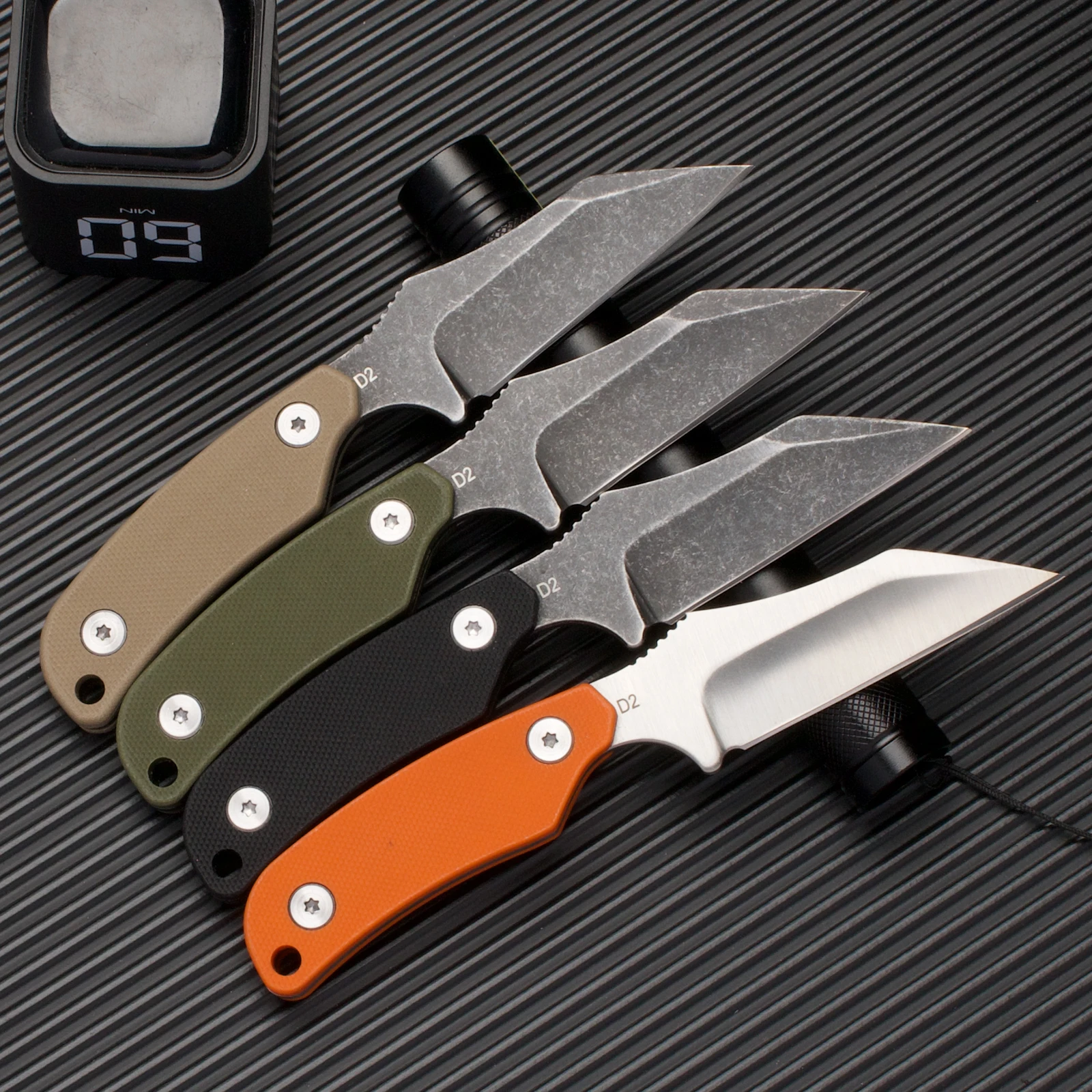 Small Wharncliffe Neck Knife with D2 Steel, Full Tang Blade, Kydex Sheath, G10 Handle, Perfect for EDC, and Tactical Survival