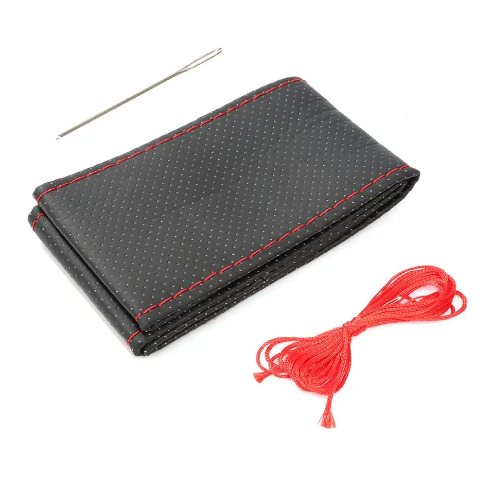 Car Steering Wheel Braid Cover Needles And Thread Artificial Leather Car Covers Suite DIY Texture Soft Auto Accessories