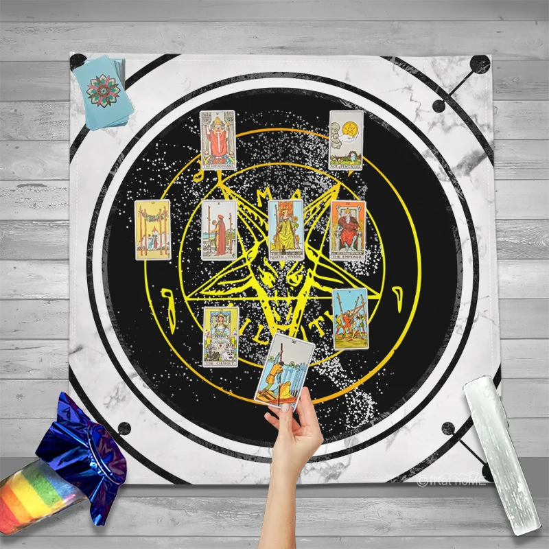 Tarot Tablecloth Velvet Altar Cloth Goat Lucifer Sigil Of Baphomet Pentagram  Witchcraft Astrology Altar Ritual Decoration Props