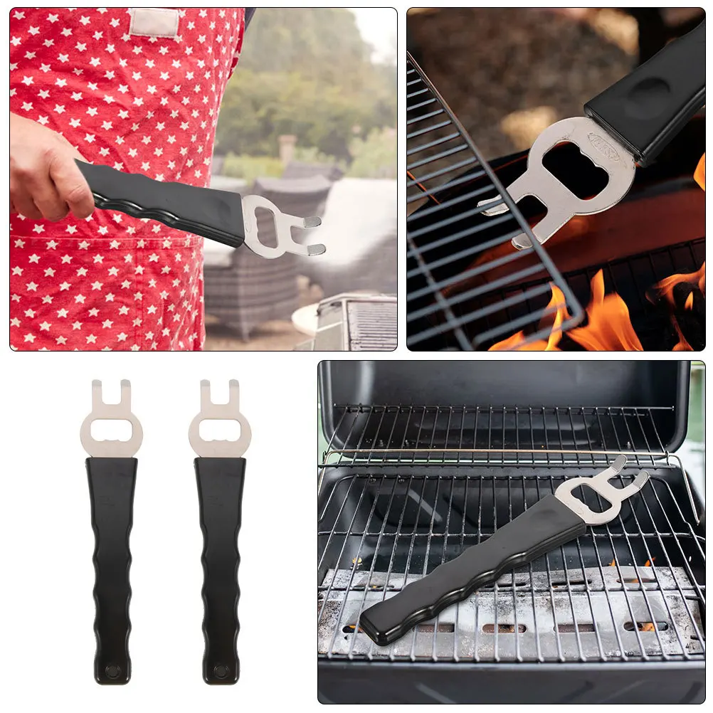 

2pcs Stainless Steel Grill Lifter Portable Grilling Pan Clamp Hot Dish Retrieval Tool Baking Tray Lifter Bbq Kitchen Gadget