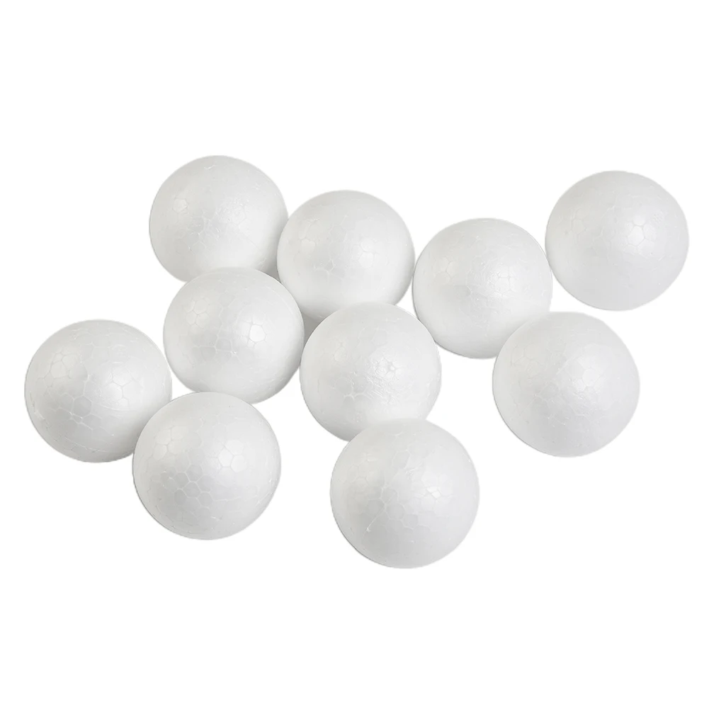 10PCS White Solid Foam Ball Suitable For School DIY Craft Project Craft Craft Party Decoration Painting DIY Christmas Tree Decor