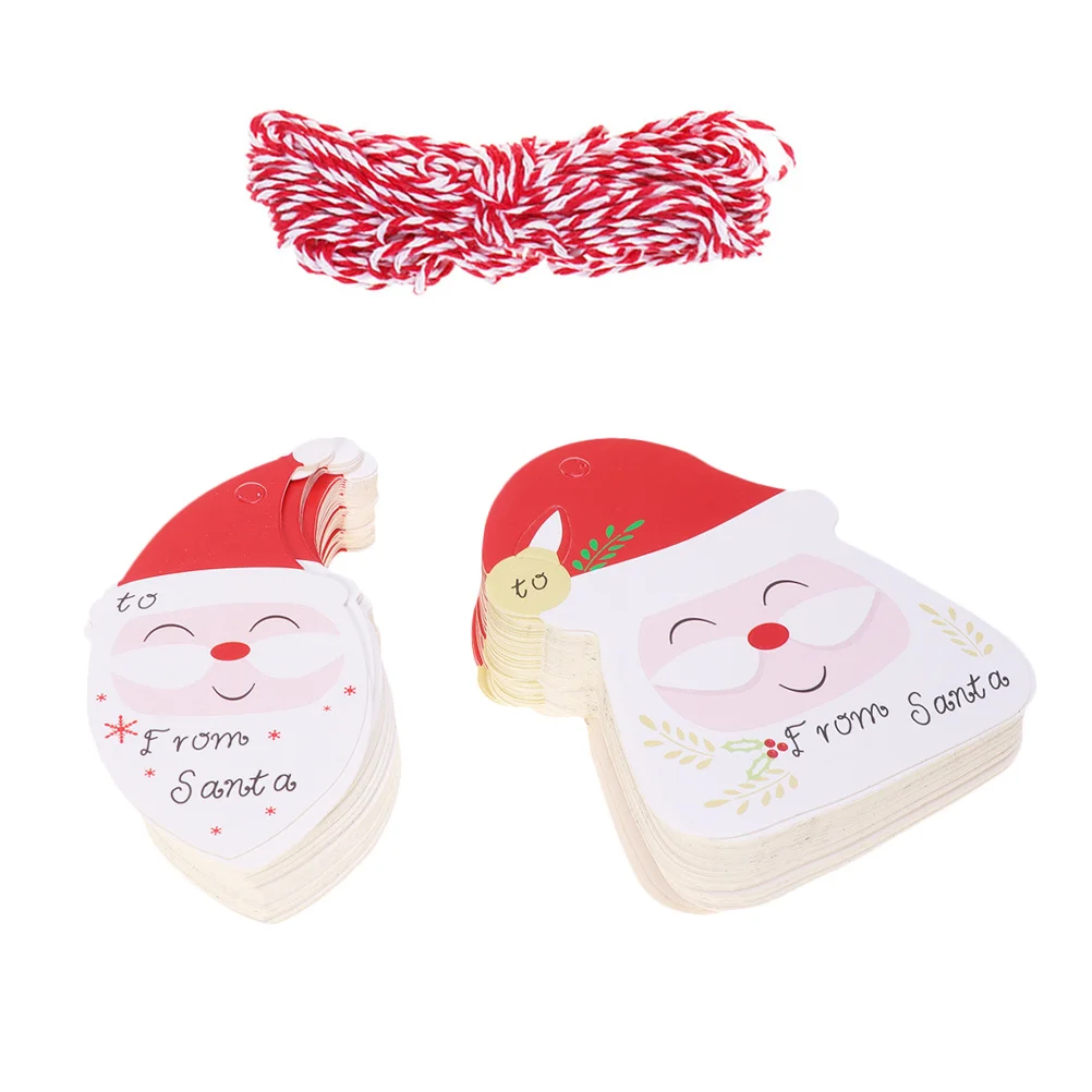 200 Uds. Etiquetas de papel colgantes de Papá Noel de Navidad Kraft etiquetas de regalo de árbol de Navidad ecológicas etiquetas de Festival de Navidad tarjetas colgantes de Papá Noel