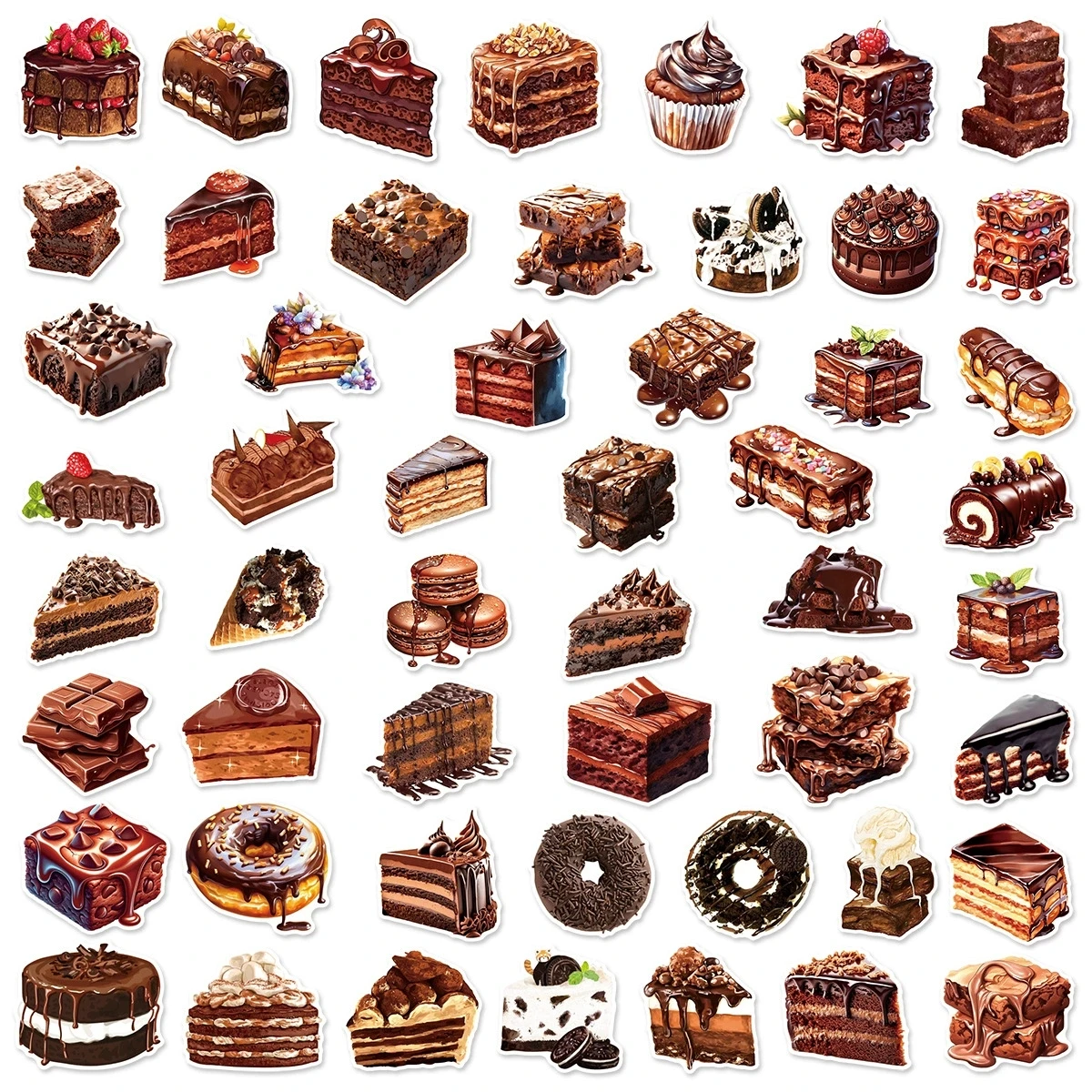 50/100PCS Chocolate Cake Dessert Graffiti Stickers Refrigerator Pastry Notebook Decoration Waterproof Stickers