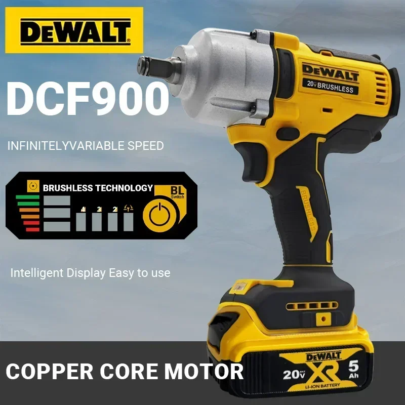 DEWALT DCF900 مفتاح ربط كهربائي بدون فرش لاسلكي 1/2 بوصة مدمج بثلاث سرعات تعديل إزالة إطارات مدفع هوائي