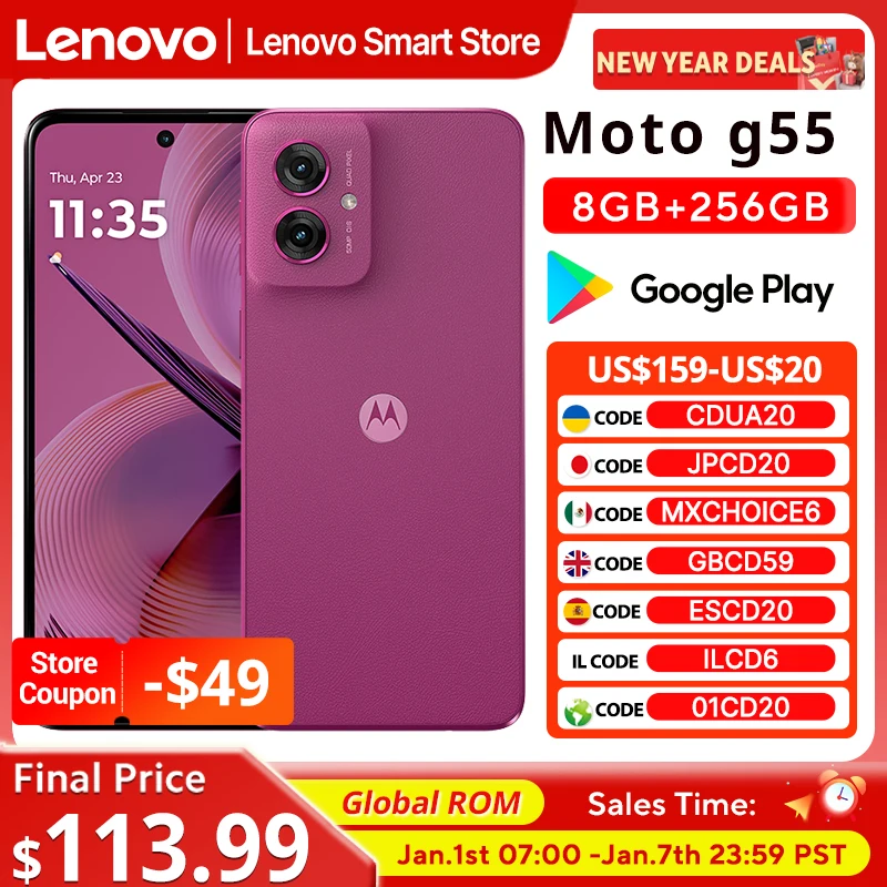 Motorola moto g55 smartphone original global rom 6.5 polegadas 120hz display 256gb mediatek dimensão 7025 50mp celular