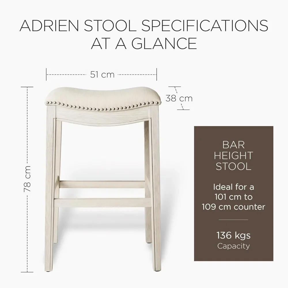 Adrien-Chaises de bar de 31 polegadas, tabouret de bar à dossier nu, com finition en chêne blanc et documento natural
