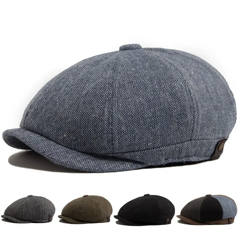 남성 뉴스보이 모자 Peaky 가을 빈티지 헤링본 옥타곤 캡 여성 캐주얼 스트라이프 베레모 개츠비 플랫 모자 55-60CM