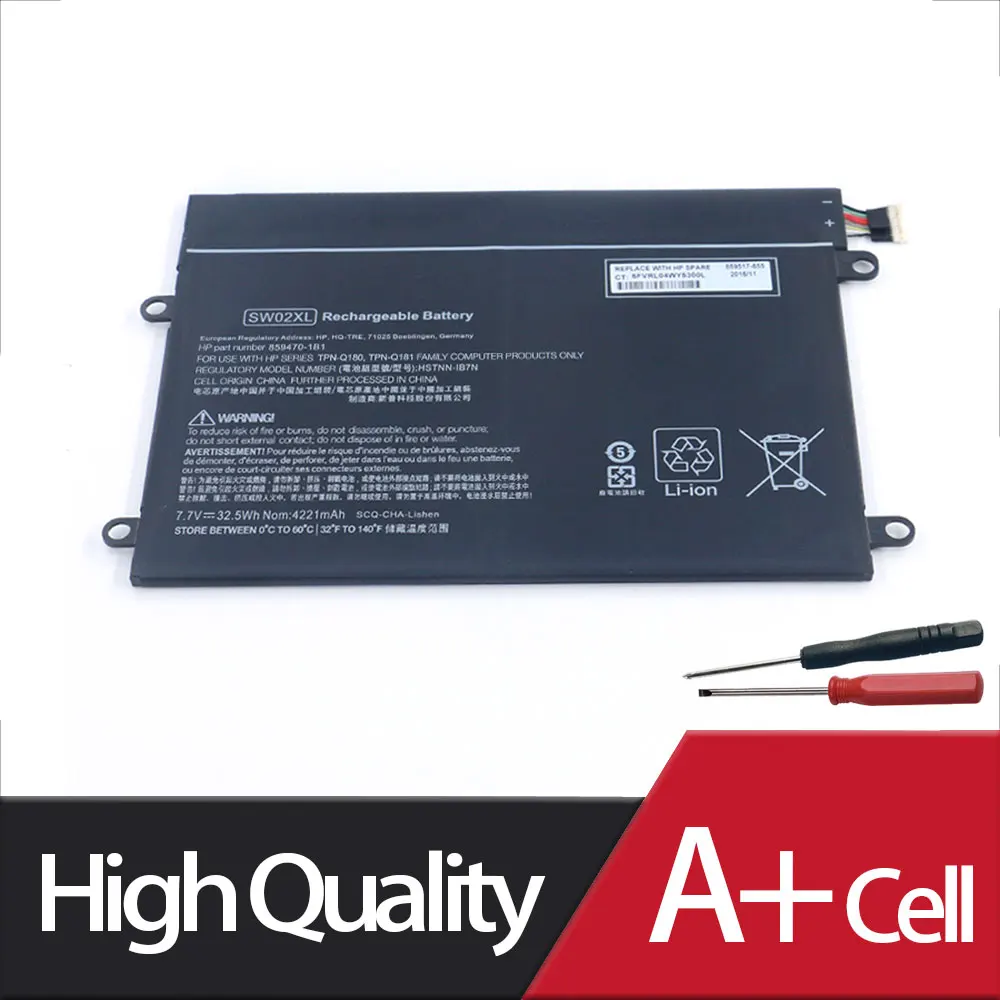 Imagem -02 - Nova Sw02xl Hstnn-ib7n 8594701b1 Bateria do Portátil para hp x2 210 g2 Tpn-q180 32.5wh Tpn-q181 859517855 7.7v 4221mah Ferramentas Gratuitas