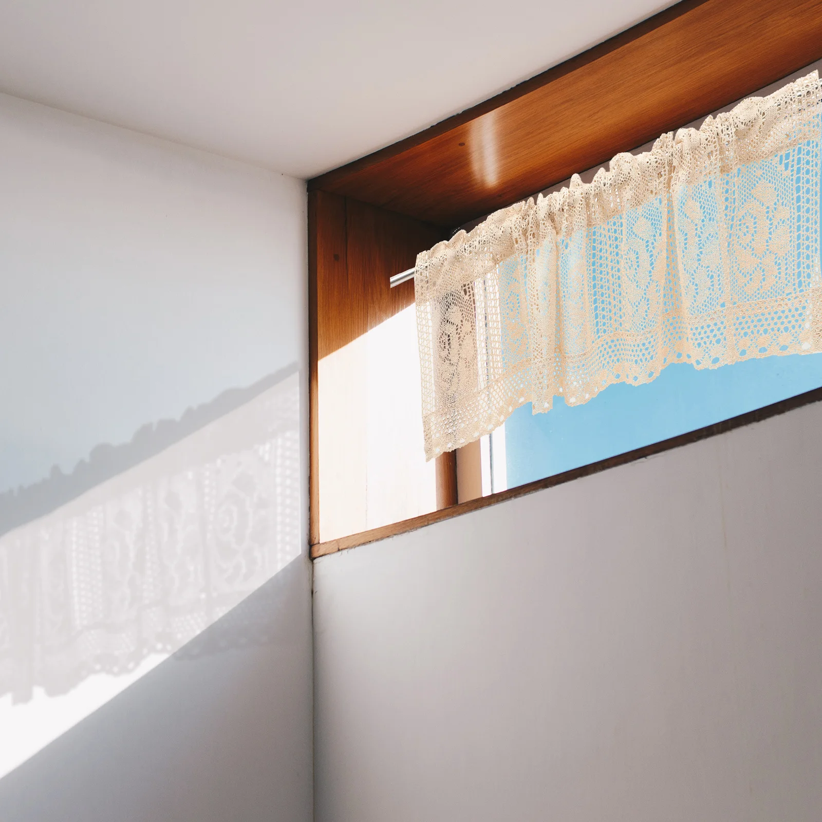 

Vintage Crochet Window Curtain Short Rustic Cabinet Door Kitchen Sink Half Privacy Decorative Washable Cotton Linen