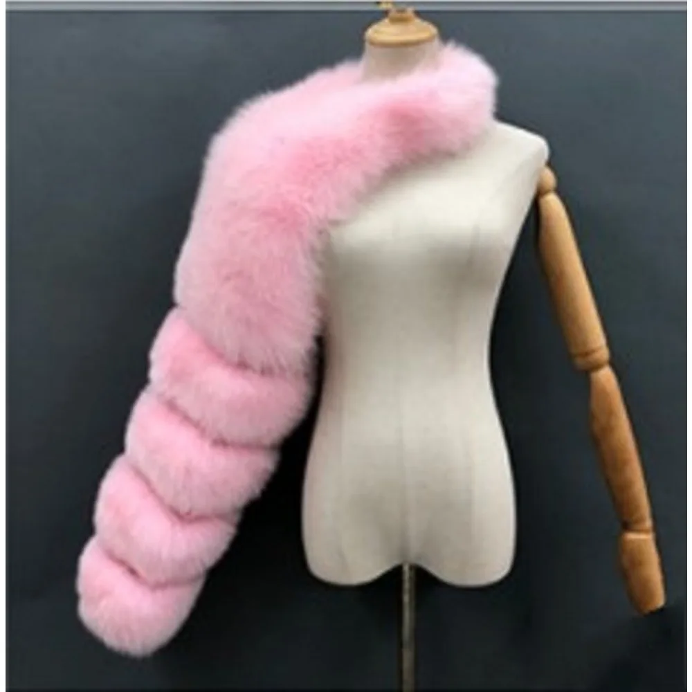 Luxury Chic Faux Fur Shawls Women\'s Clothing Pullover Single Sleeve Thick Warm Coat Female Autumn Winter Coat Solid Color New