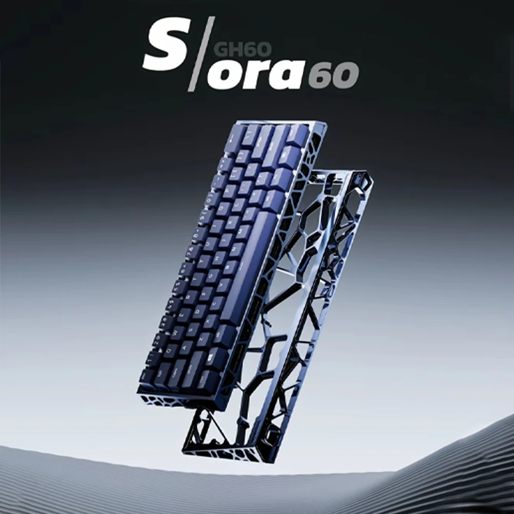 UR Studio Sora60 Mechanical Keyboard Shell CNC Aluminium Alloy Hollow Out Keyboard Shell Keyboard Case GH60 PC Custom Accessory