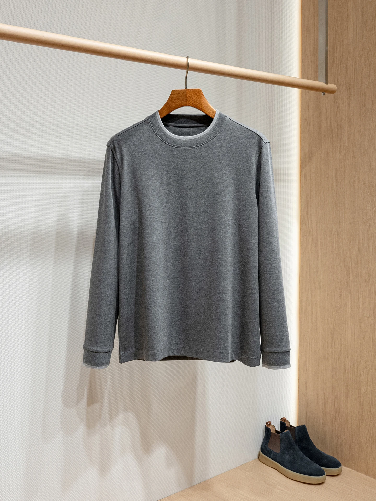 

Men's Long Sve round Ne T-irt Modal Cotton Blend Base irt Comfortable Breathable Casual Sle Daily Wear