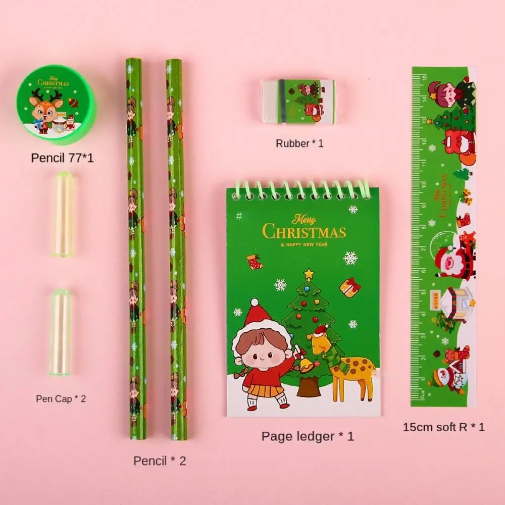طالب هدية مربع عيد الميلاد القرطاسية مجموعة حاكم لوحات مذكرة عيد الميلاد أقلام رصاص ممحاة قلم رصاص الاطفال هدايا القرطاسية عيد الميلاد