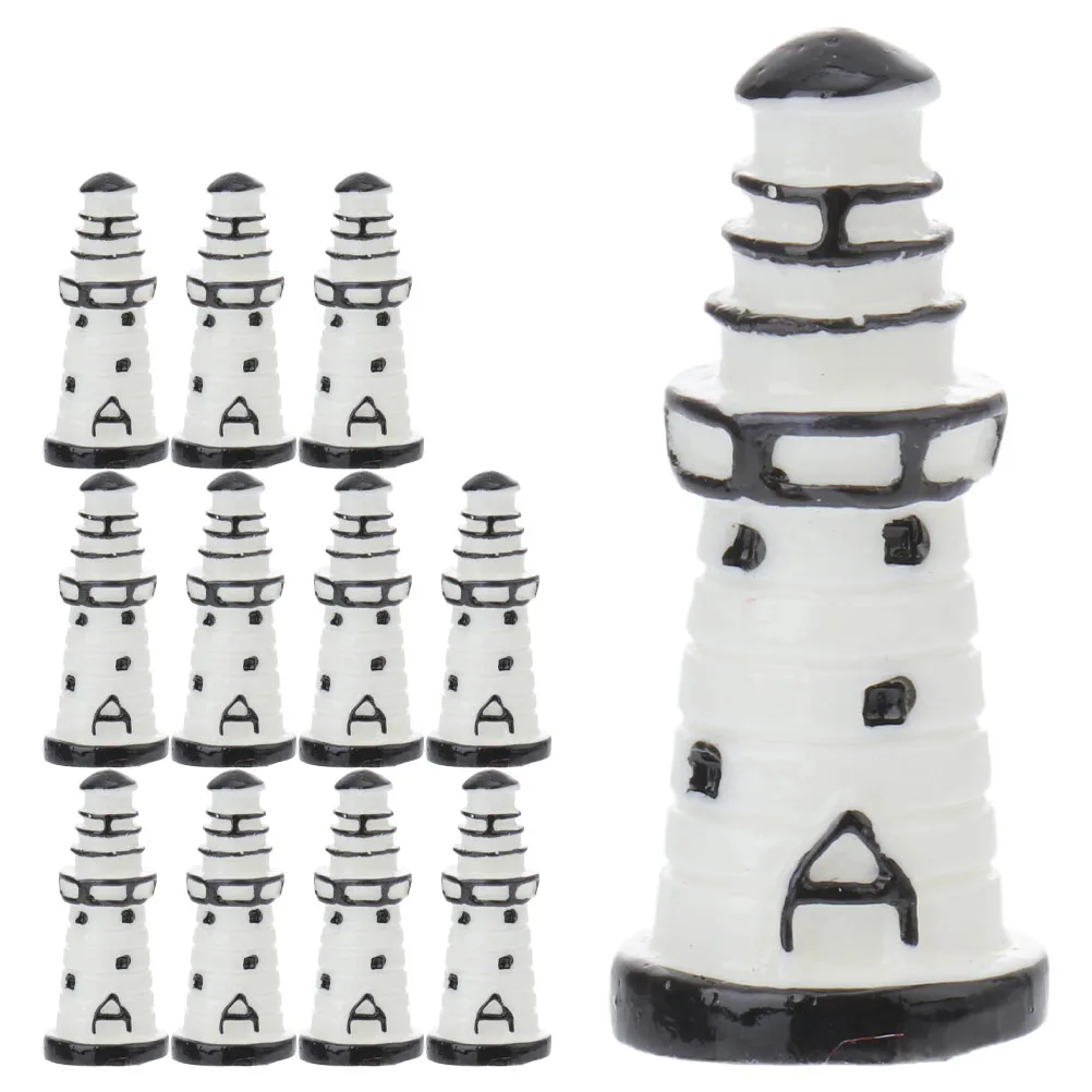 

12pcs Micro Landscape Lighthouse Ornaments Resin Figurines Mini Garden Coastal Decor Aquarium Fish Tank Moss Bottle DIY