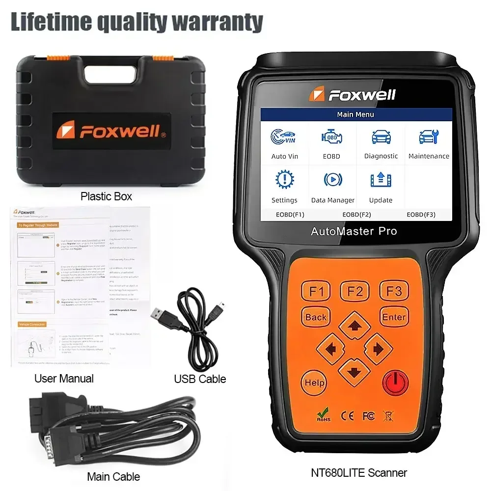 Foxwell NT680 Pro / NT680 Lite All Systems Diagnostic Scanner with Oil Light/Service Reset+EPB Function Updated Version of NT624