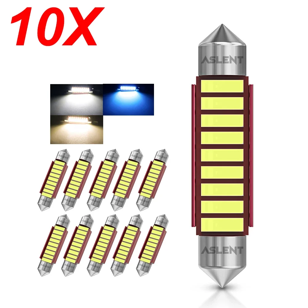 10X Festoon Led C5W 31 36 39 41mm Car Lights Canbus 7020SMD Dome Light 4000K 6000K Warm White Crystal Blue License Plate Lamp