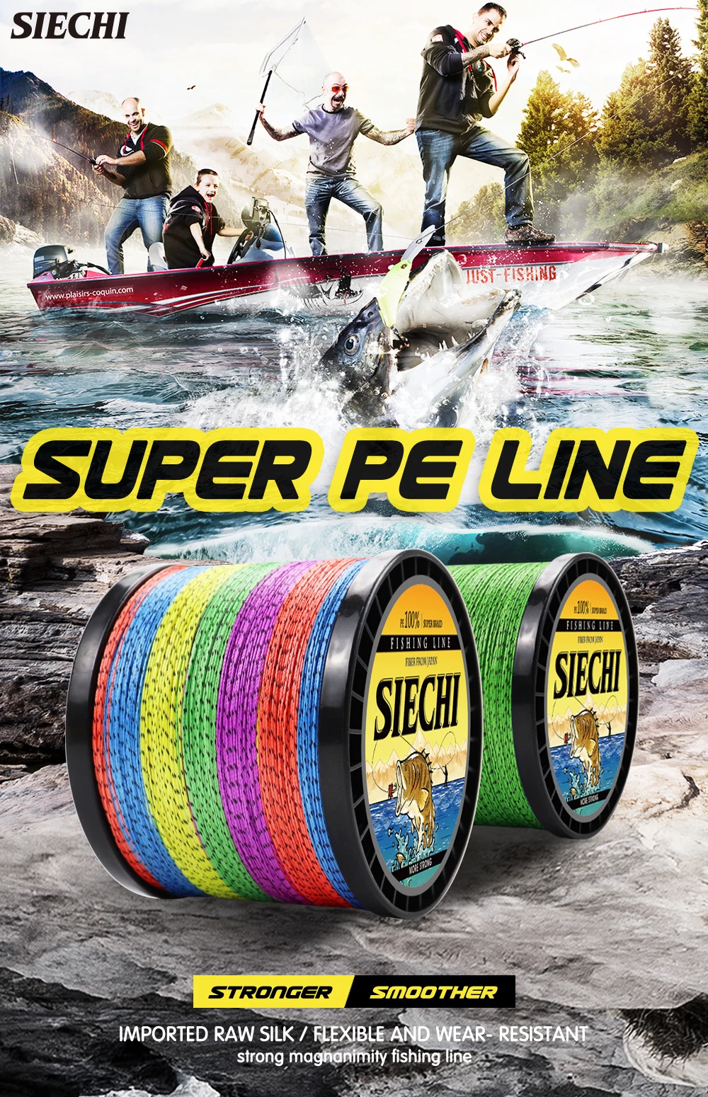 SIECHI Japan 4 Stränge geflochtene Angelschnur 1000 m 300 m Multifilament gesprenkelter PE-Draht Fliege Meer Salzwasser Süßwasser Pesca – Detail 1